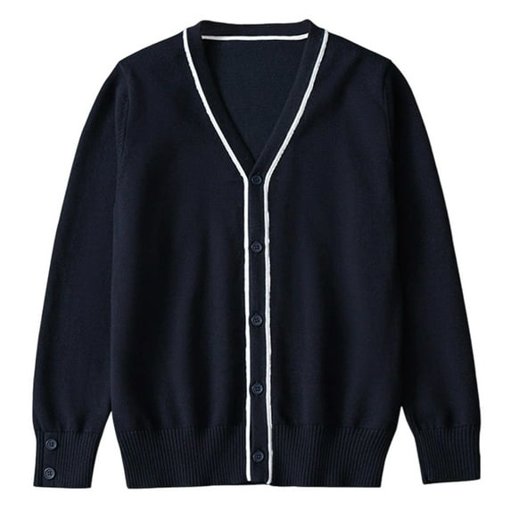 Fozruso Jacket Warm Outwear 13-14 Years,Boys Knit Sweater Cardigan V Neck British Style School Casual Outerwear For Kids Comfortable Warm Autumn Winter Blue