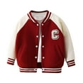 thumbnail image 1 of Fozruso Jacket Warm Outwear 3-4 Years,Boys Baseball Jacket Autumn Thickened Kids Outerwear Casual Youth Jacket Coat For Children Boys And Girls Red, 1 of 3