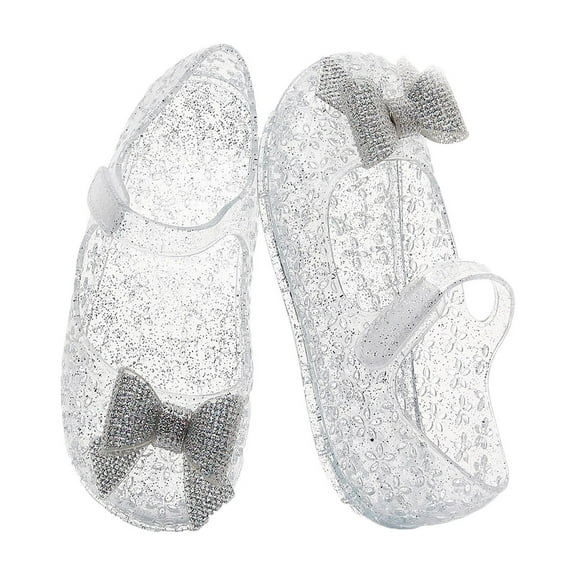Fozruso Jelly Shoes For Girls Birthday Sandals For Girls Toddler Glitter Sandals Dress Sandals Sizes 9 Little Kid(White)
