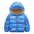 thumbnail image 1 of Fozruso Kid Boys Girls Puffer Hooded Jacket 18-24 Months,Long Sleeve Zipper Cute Print Lined Winter Warm Outwear with Pocket, 1 of 5