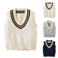 thumbnail image 1 of Fozruso Kid Boys Sweater Vest V Neck School Uniform Vest for Girls Boy Toddler Kids Knit Vest,White, 1 of 7