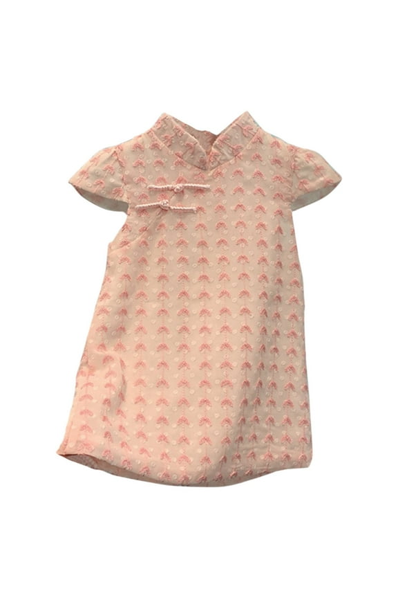 Kids Baby Girls Summer Casual Short Sleeves Cheongsam Party Princess Dress Clothes Chinese Wind Dresses Princess Dresses for Girls,Sizes 18-24 Months