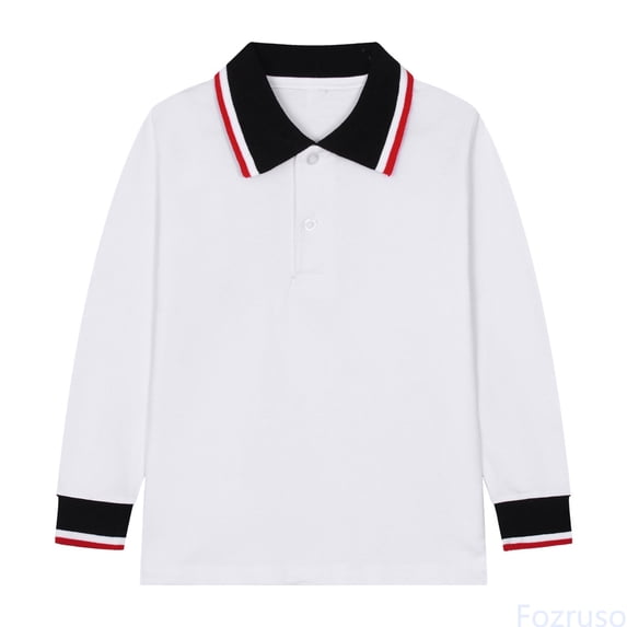 Fozruso Kids Boys Girls Long Sleeve School Uniform Shirt Button Closure Collared Shirt Classic Casual Sizes 3-4 Years