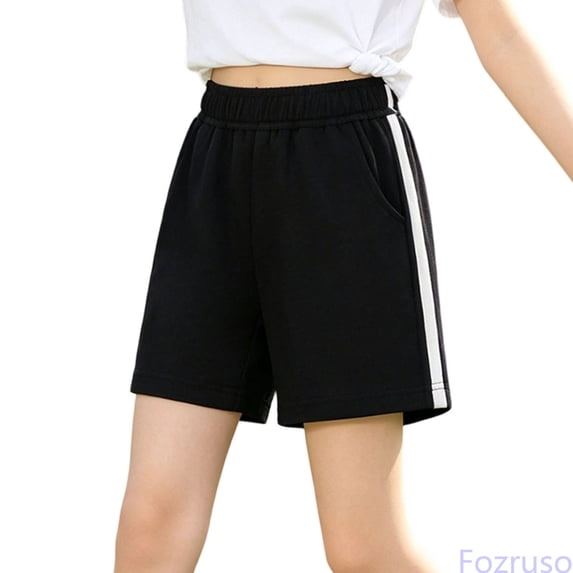 Fozruso Kids Girls Athletic Shorts Summer Breathable Casual Play Shorts for Kids School and Outdoor(Black)