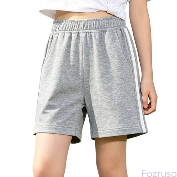 Fozruso Kids Girls Athletic Shorts Summer Breathable Casual Play Shorts for Kids School and Outdoor(Gray)