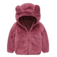 thumbnail image 1 of Fozruso Kids Girls Fuzzy Fleece Jacket 1-5 Years, Cute Ear Zip Up Hooded Jacket Winter Coats（Red）, 1 of 2