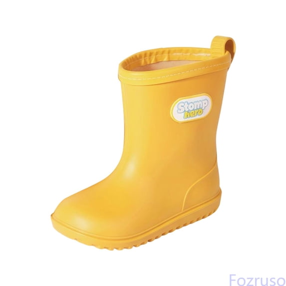 Fozruso Kids Rain Boots for Girls Mid Calf Water Shoes Lightweight Non- Camping Rain Shoes Outdoor Footwear,Yellow