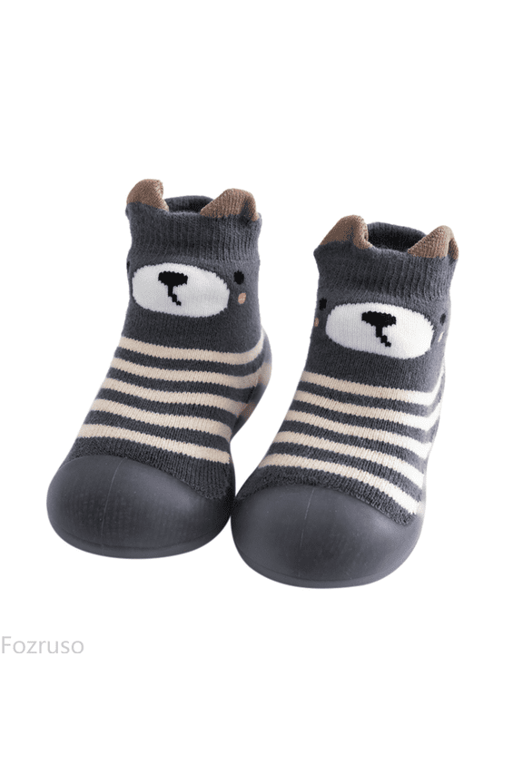 Kids Toddler Baby Boys Girls Solid Warm Knit Soft Sole Rubber Shoes Socks Slipper Stocking Soft Shoes Socks,Plush Warm Slippers Sizes 4.5 Toddler(3-6 Months)