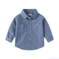 thumbnail image 1 of Fozruso Kids Toddler Boys Long Sleeve Cotton Shirts with Pockets Regular Fit Shirts Sizes 18-24 Months, 1 of 7