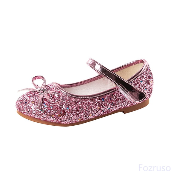 Fozruso Kids Wedding Party Flats Girls' Bow Sneakers With Closure ...