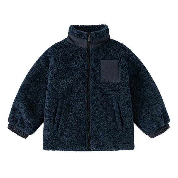 Fozruso Lightweight Jacket for Girls 2-3 Years,Toddler Boys Girls Long Sleeve Winter Solid Zippered Coat Jacket Thicken Warm Outwear Blue