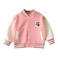 thumbnail image 1 of Fozruso Lightweight Jacket for Girls 3-4 Years,Toddler Boys Girls Long Sleeve Outwear Jacket Coat Patchwork Baseball Clothes Pink, 1 of 3