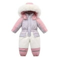 thumbnail image 1 of Fozruso Lightweight Jacket for Girls 4-5 Years,Children's Ski With Hood And Thickened Baby Jumpsuit Winter Baby Romper (1Y 5Y) Pink, 1 of 3