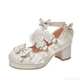 thumbnail image 1 of Fozruso Little/Big Kids Gorgeous Princess Shoes 5cm Low Heel With Dress Dress Style Princess Shoes Party Wedding Prom,Sizes 13 Little Kid 7-8 Years(Beige), 1 of 6