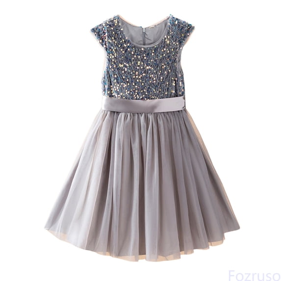 Fozruso Little Girls Dresses Elegant Girls Formal Dress For Piano Recital Pageant Performance And Party Gown Sizes 5-6 Years