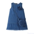 thumbnail image 1 of Fozruso Little Girls Dresses Girls Denim Dress And Floral Applique Sleeveless Casual Outfit Summer Two Piece Sizes 4-5 Years, 1 of 7