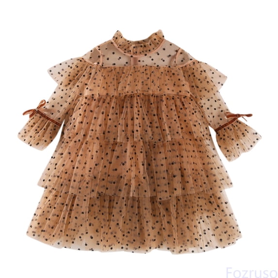 Fozruso Little Girls Dresses Toddler Girls Long Sleeve Ruffles Dress Dance Party Dresses Clothes Sizes 18-24 Months