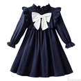 thumbnail image 1 of Fozruso Little Girls Fluffy Dresses Girls Autumn Winter Dress With Bow Detail Long Sleeve Style School Party Gown For Toddlers And Kids Sizes 6-7 Years, 1 of 6