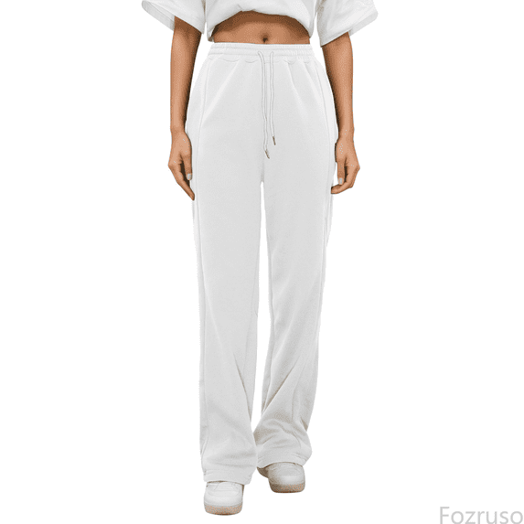 Fozruso Loose Long Pants for Girls Girls Casual Baggy Pants Elastic Waist Drawstring Straight Wide Leg Joggers Sweatpants For Kids Open Bottom Athletic Joggers Pockets Pants Sizes 13-14 Years
