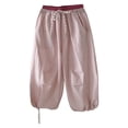 thumbnail image 1 of Fozruso Loose Long Pants for Girls Girls Pants Outdoor Casual Hiking Trousers For Toddlers And Kids Comfortable Elastic Waist Summer Spring Sizes 7-8 Years, 1 of 3