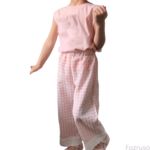 Fozruso Loose Long Pants for Girls Toddler Toddler Girl Boy Classic Pants Checkerboard Wide Leg Pants Long Pants Summer Loose Fashion Pants Sizes 12-18 Months