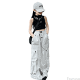 thumbnail image 1 of Fozruso Loose Long Pants for Girls Girls Cargo Pants High Waist Wide Leg Joggers For Casual Dance And Outdoor Activities Sizes 6-7 Years, 1 of 6