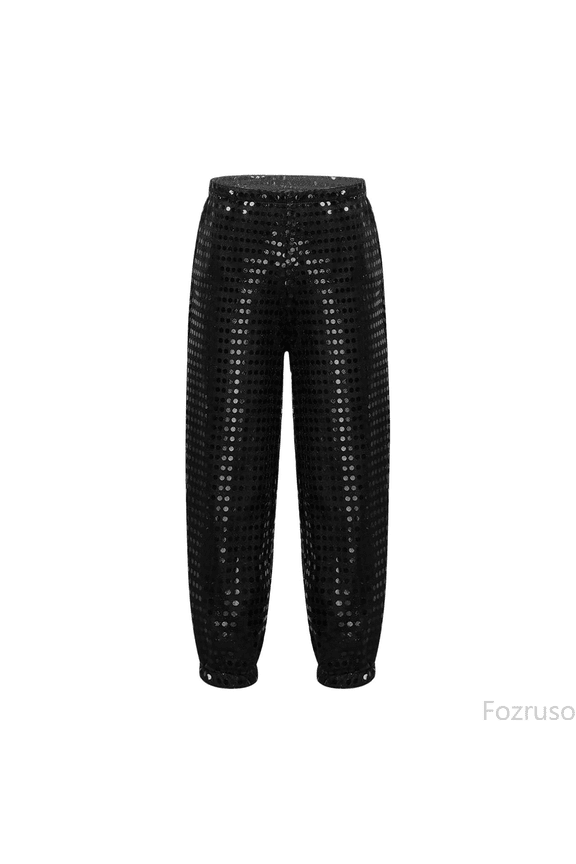 Loose Long Pants for Girls Kids Sequins Loose Jazz Hip Hop Street Dance Pants Haren Trousers Dancewear For Boys Girls Sizes 5-6 Years