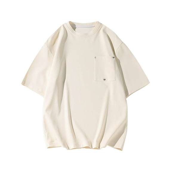 Fozruso Male Summer Seasons Leisure Fashion Solid Color Contrast Design Short Sleeve Tops