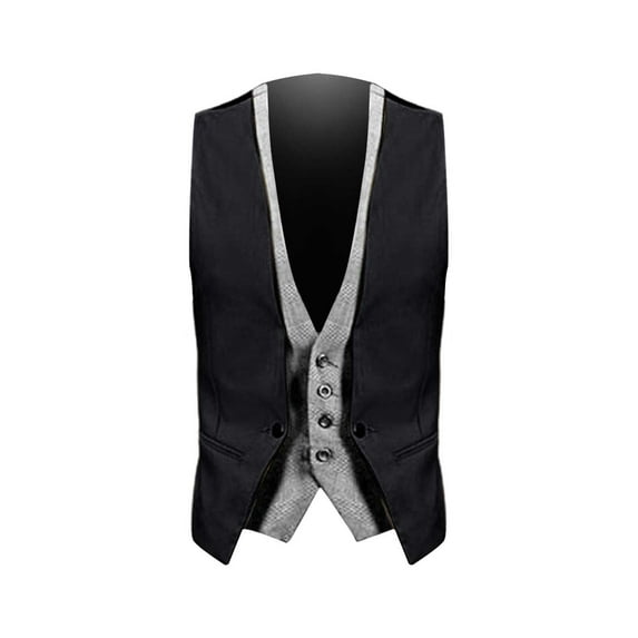 Fozruso Men's Business Leisure Wedding Holiday Two Piece Vest V Neck Sleeveless Slim Jacket Two Piece Vest
