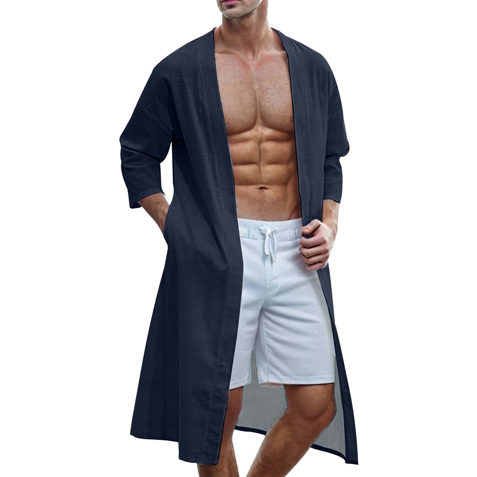 Fozruso Men's Lightweight Robe Jackets Paisley Printed Bathrobes Open