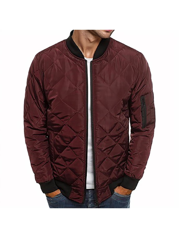 Men's Padded Jackets Winter Full Zipper Outwear Casual Windproof Warm Coat