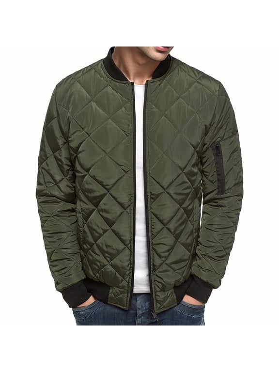 Men's Padded Jackets Winter Full Zipper Outwear Casual Windproof Warm Coat
