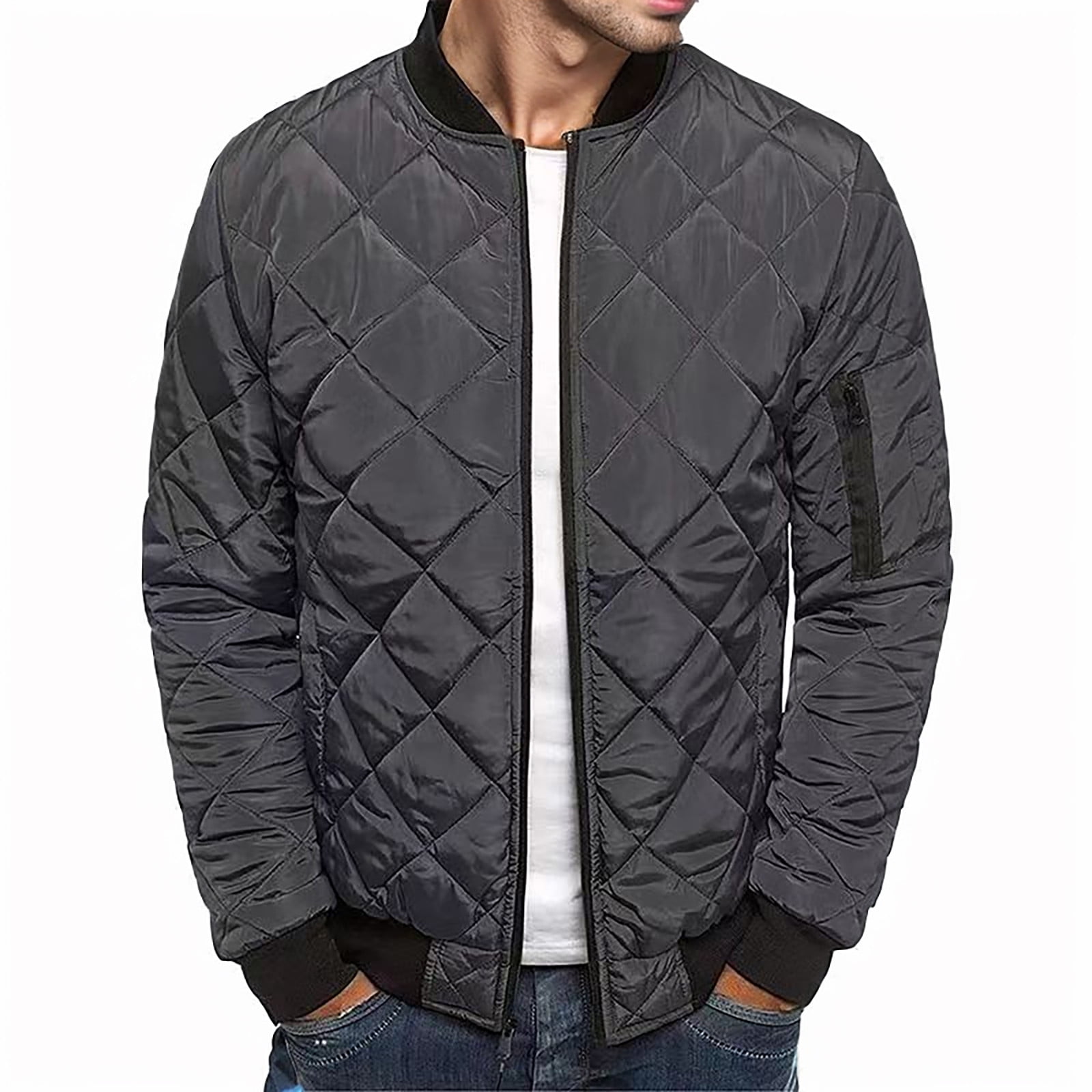 TrendAura Ezra Padded Winter Jacket For Men With Quilted Insulation And Stand Collar