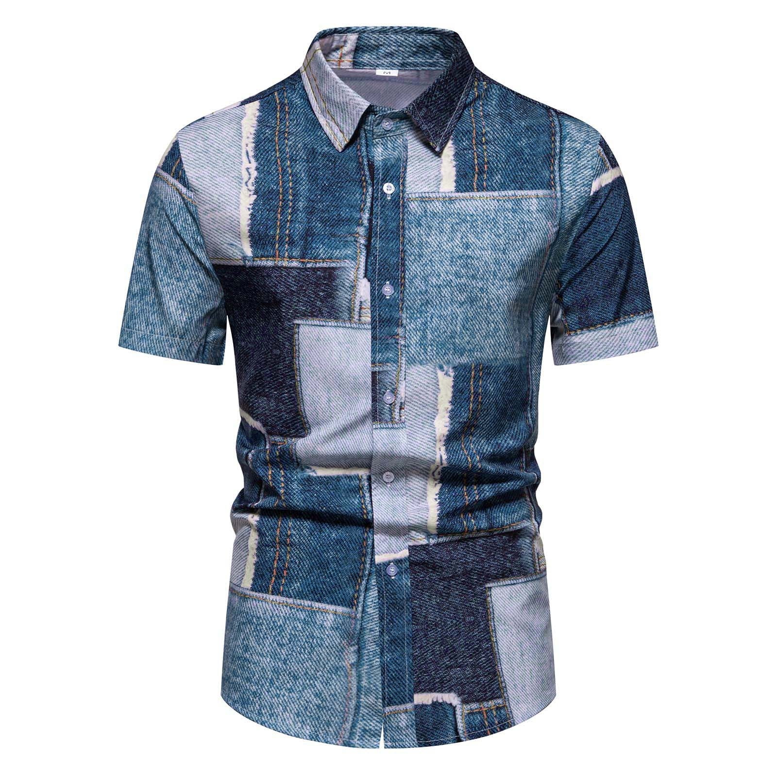 Fozruso Men's Summer Button Down Shirt Fashion Casual Beach Seaside
