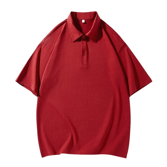 Fozruso Men's Summer Stretch Polo Shirts Leisure Fashion Lapel Button Short Sleeve Polo Shirts For Men Sizes 2XL