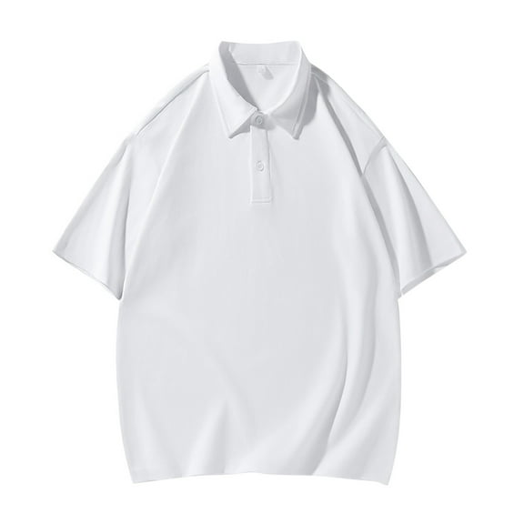 Fozruso Men's Summer Stretch Polo Shirts Leisure Fashion Lapel Button Short Sleeve Polo Shirts For Men