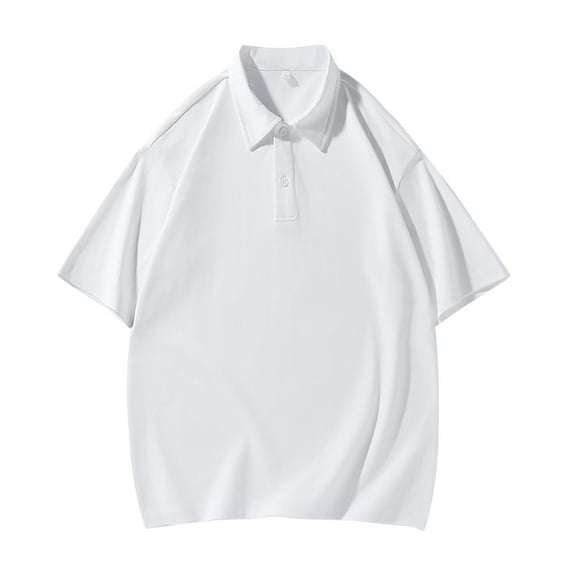 Fozruso Men's Summer Stretch Polo Shirts Leisure Fashion Lapel Button Short Sleeve Polo Shirts For Men