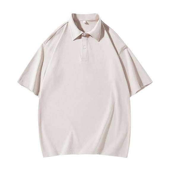 Fozruso Men's Summer Stretch Polo Shirts Leisure Fashion Lapel Button Short Sleeve Polo Shirts For Men