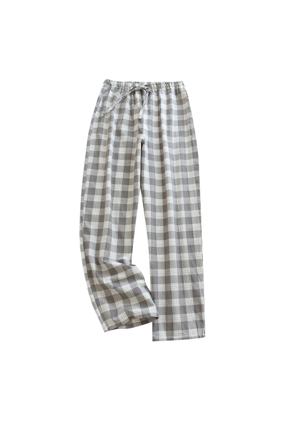 Mens Home Clothes Home Pants Washable Cotton Pajamas Pants Pure Cotton Thin Japanese Plaid Home Pants In Spring And Autumn And Summer Loose Home Plus Size