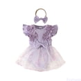 thumbnail image 1 of Fozruso Baby Girl Summer Romper Dress Fly Sleeve Flower Embroidery Mesh Tlle Skirt Hem Ribbed Bodysuit One Piece Jumpsuit Romper Sizes 0-3 Months, 1 of 7