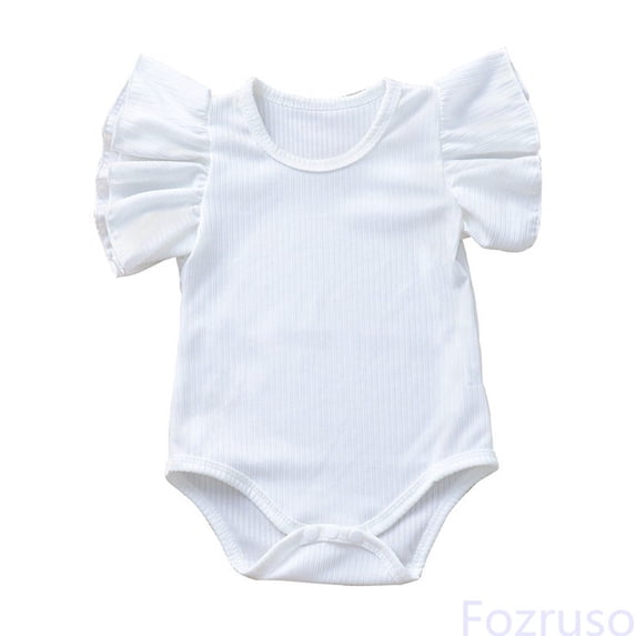 Fozruso Baby Boys Girls Solid Ruffle Romper Bodysuit Clothes Outfits Girls Jumpsuit Romper Sizes 6-12 Months