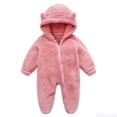 thumbnail image 1 of Fozruso Baby Girl Boy Cute Solid Long Sleeves Cartoon Ear Footed Hooded Zipper Romper Warm Jumpsuit Outfits One Piece Jumpsuit Romper Sizes 9-12 Months, 1 of 7