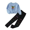 thumbnail image 1 of Fozruso Outfit Sets For Girls Little Girls' Kids 2 Long Sleeve Top Pants Clothes Set Outfits,3-4 Years(Blue), 1 of 6