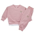 thumbnail image 1 of Fozruso Outfit Sets For Girls Toddler Kids Baby Girl's Boys Cartoon Bear Hoodie Sweatshirt And Jogger Sweatpants 2 Piece Outfit,5-6 Years(Pink), 1 of 6