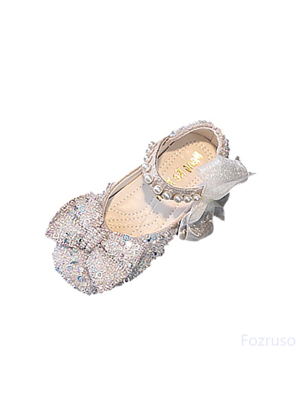 Performance Dance Shoes For Girls Childrens Shoes Pearl Rhinestones Shining Kids Princess Shoes Baby Girls Shoes For Party And Wedding,Sizes 13 Big Kid 31(Beige)