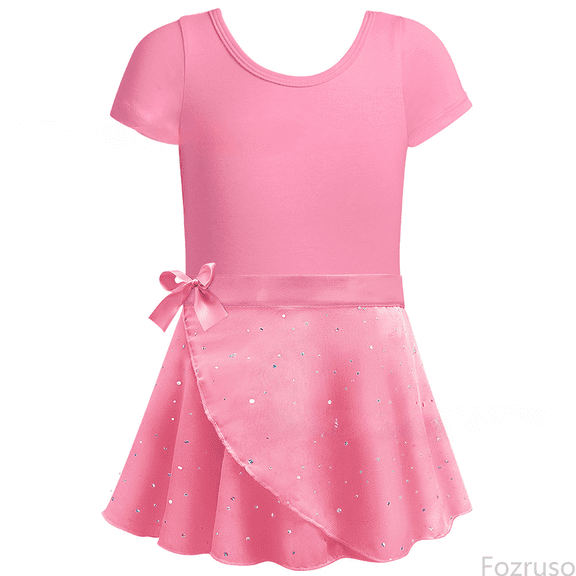 Fozruso Princess Dresses for Girls Girls Dance Dress With Heart Design Two Piece Ballet Practice Gymnastics Performance Short Sleeve Outfit For Year Round Sizes 2-3 Years