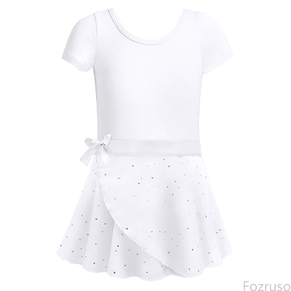 Fozruso Princess Dresses for Girls Girls Dance Dress With Heart Design Two Piece Ballet Practice Gymnastics Performance Short Sleeve Outfit For Year Round Sizes 3-4 Years