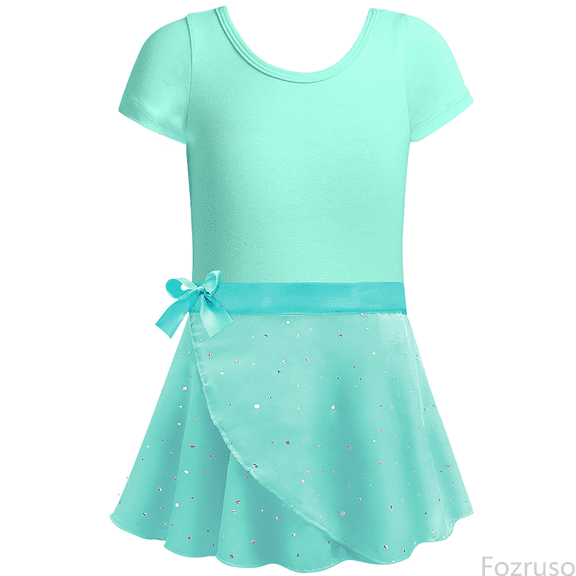 Fozruso Princess Dresses for Girls Girls Dance Dress With Heart Design Two Piece Ballet Practice Gymnastics Performance Short Sleeve Outfit For Year Round Sizes 3-4 Years