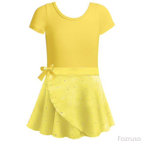 Fozruso Princess Dresses for Girls Girls Dance Dress With Heart Design Two Piece Ballet Practice Gymnastics Performance Short Sleeve Outfit For Year Round Sizes 3-4 Years