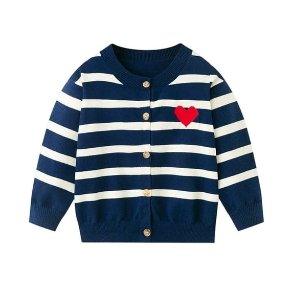 Fozruso School Jackets Girls 3-4 Years,Girls Knit Cardigan Sweater Coat Soft Striped Blend Long Sleeve Outerwear For Toddler And Kids Lightweight Jacket For And Fall Blue